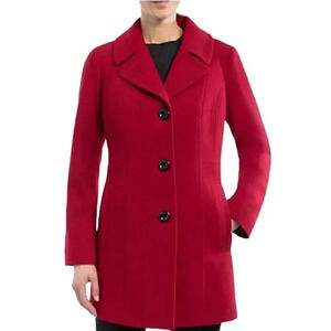 Covington Women's Red Poly/Rayon/Spandex Fleece Single Breasted Dress Coat